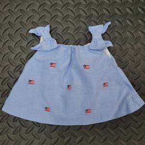 Janie and Jack American Flag Embroidered Baby Top Ruffle Sleeve Patriotic USA
